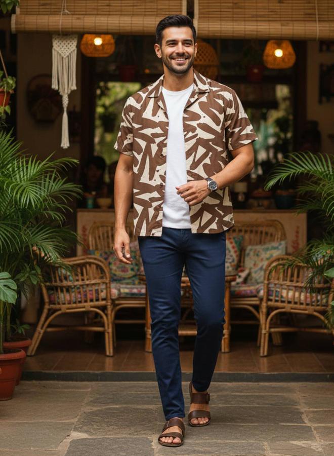 TRULOOM Men Printed Relaxed Fit Cotton Shirt - Image 5